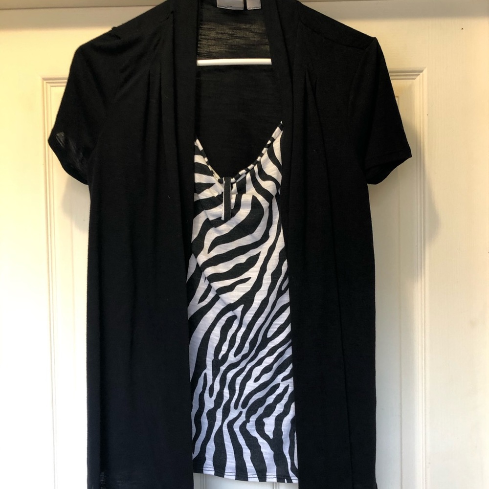 Blouse with attached cardigan